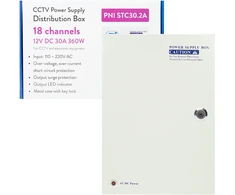 PNI STC30.2A vaizdo stebėjimo maitinimo šaltinis metalinėje dėžutėje 12V 30A 360W, 18 išėjimų