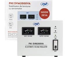 PNI SVM2000VA įtampos stabilizatorius su servovarikliu, 1600W, 7.2A, 230V išėjimas