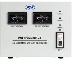 PNI SVM2000VA įtampos stabilizatorius su servovarikliu, 1600W, 7.2A, 230V išėjimas