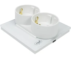 PNI WP222W paprastas x2 įmontuojamas lizdas su baltu stikliniu rėmeliu