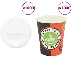 popieriniai kavos puodeliai su dangteliais 1000 vnt 8oz 240ml