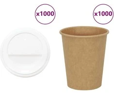 popieriniai kavos puodeliai su dangteliais 1000 vnt 8oz 200ml