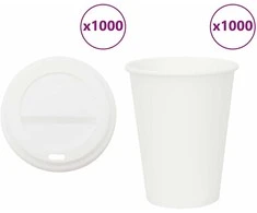 popieriniai kavos puodeliai su dangteliais 1000 vnt 12oz 300ml