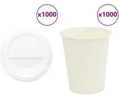 popieriniai kavos puodeliai su dangteliais 1000 vnt 8oz 200ml