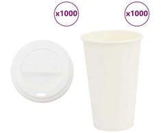 popieriniai kavos puodeliai su dangteliais 1000 vnt 16oz 400 ml