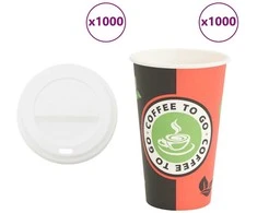 popieriniai kavos puodeliai su dangteliais 1000 vnt 16oz 400 ml
