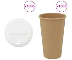popieriniai kavos puodeliai su dangteliais 1000 vnt 16oz 400 ml