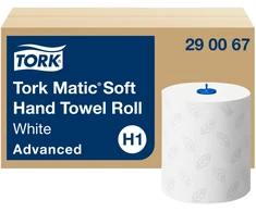 Popieriniai rankšluosčiai Tork Matic Soft Advanced H1 (290067), 2 sluoksniai, baltos spalvos, 150m, 612 lapelių