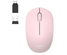 Pelė „Port Designs PORT CONNECT“ laidas COLLECTION, USB-A ir USB-C adapteris, 2.4Ghz, 1600DPI, Blush