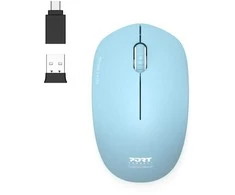 Pelė „Port Designs PORT CONNECT“ laidas COLLECTION, USB-A ir USB-C adapteris, 2.4Ghz, 1600DPI, Azur