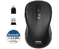 Port Designs PORT CONNECT Pure MAC COLLECTION, belaidė įkraunama pelė, Bluetooth, FreeWheel, 3200 DPI, juodos spalvos