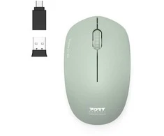 „Port Designs PORT CONNECT“ belaidė kolekcijos pelė, USB-A ir USB-C adapteris, 2.4 GHz, 1600 DPI, alyvuogių spalvos