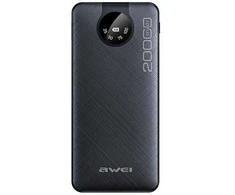 AWEI PowerBank P134K 20000mAh juodos spalvos ekranas + USB/PD/Lightning/MicroUSB laidai