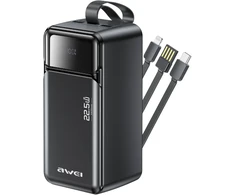 Powerbank Awei PA-107 50000mAh 22,5W PD 3xUSB juodos spalvos