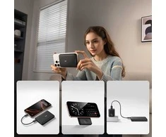 Powerbank Baseus EnerFill FT11 10000mAh 27W suderinamas su MagSafe, skirtas Apple Watch ir išmaniems telefonams USB-C 20V/3A 30 cm - juodos spalvos