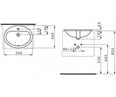 Laufen Pro B įmontuojamas praustuvas 56x44 cm, baltas