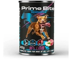 PRIME BITE Monoprotein ėriena with parsley – drėgnas ėdalas šunims – 400g