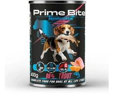 Game Dog PRIME BITE Monoprotein upėtakis with sweet potato – drėgnas ėdalas šunims – 400g