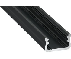 Profilis LED juostoms, aliuminis anoduotas juodas, paviršinis A, 3 metrai, Lumines