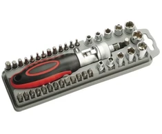 Daugiafunkcinis reversinis atsuktuvas su keičiamais antgaliais, raktų galvutėmis (40 vnt.), SD-2309 Pro'sKit