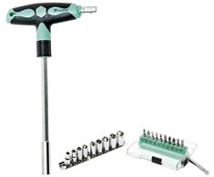 Proskit Universalus T formos įrankis su keičiamais atsuktuvų atsuktuvų antgaliais ir raktų galvutėmis, SD-9701M Pro’sKit