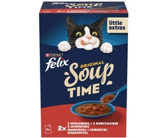 Purina Nestle Felix Original Soup Time Box jautiena, ėriena, chcken – šlapias kačių maistas – 6x48g
