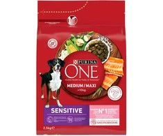 Purina Nestle ONE Medium/Maxi Adult Sensitive lašiša&ryžiai 2,5kg