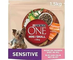 Purina Nestle ONE MINI Dog Sensitive lašiša & ryžiai 1,5kg