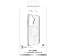Puro LITE MAG dėklas skirtas Samsung Galaxy S26 suderinamas su MagSafe – skaidrus