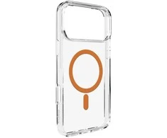 Puro Lite Mag TPU+PC dėklas suderinamas su MagSafe skirtas Apple iPhone 17 Pro Max – skaidrus su oranžinės spalvos žiedu
