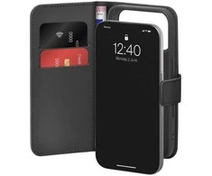 Puro Wallet Stand dėklas skirtas Apple iPhone 17 Pro Max Made of Eco-Leather, with a Flap, Wallet, and Stand Function - juodos spalvos