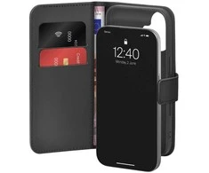 Puro Wallet Stand dėklas skirtas Apple iPhone 17 made of eco-leather, with a flap, wallet and stand function - juodos spalvos