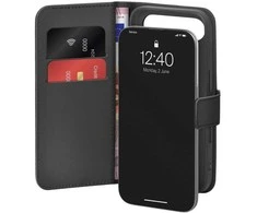 Puro Wallet Stand dėklas skirtas Apple iPhone 17 Air made of eco-leather, with a flap, wallet and stand function - juodos spalvos