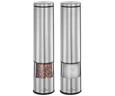 Pusheen Küchenprofi Boston - Electric Salt and Pepper Mills with Ceramic Grinding Mechanism 23x5 cm Set of 2 (Sidabrinis)