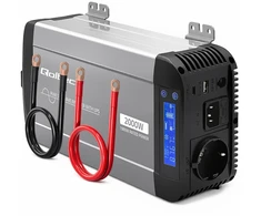 Qoltec Przetwornica napięcia Pure Sine Wave | 12V na 230V | 1000/2000W | UPS BYPASS | LCD | USB | USB-C | Kompatybilna su LiFePO4 GEL AGM