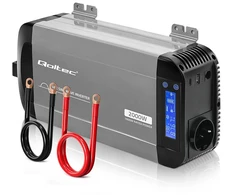 Qoltec Przetwornica napięcia Pure Sine Wave | 12V na 230V | 1000/2000W | LCD | USB | USB-C | Kompatybilna su LiFePO4 GEL AGM