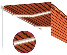 Rankiniu būdu ištraukiama markizė, oranžinė ir ruda, 3,5x2,5m
