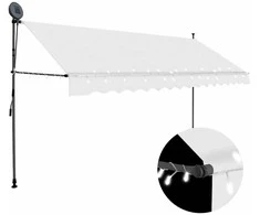 Rankiniu būdu ištraukiama markizė su LED, kreminė, 350cm