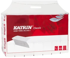 Rankšluosčiai lapiniai Katrin Classic Zig Zag 2, balti, 2 sluoksnių, 200 lapelių