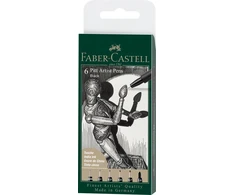 Rašikliai piešimui Faber-Castell Pitt Artist Pen #199, 6vnt (XXS,XS,S,F,M,1.5)
