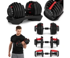 Reguliuojamas ketaus hantelis su stovu 2.5-24 kg, MOVEPRO