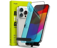 Ringke iPhone 15 Pro ekrano apsauga, aukščiausios kokybės grūdintas stiklas 9H su montavimo rėmeliu, skaidrus