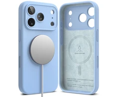 RINGKE SILIKONINIS MAGNETINIS MAGSAFE DĖKLAS iPhone 17 PRO / 18 PRO ŠVIESIAI MĖLYNAS