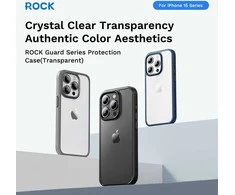 Rock Guard Series dėklas skirtas Apple iPhone 16 Pro Max skaidrus-juodos spalvos