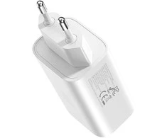 Rock laidinis įkroviklis Ice2Cube GaN – USB + 2xType C – PD 65W 3A baltos spalvos