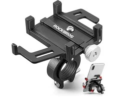 Rockbros 699-BK Aluminum Alloy Bicycle telefono laikiklis – juodos spalvos