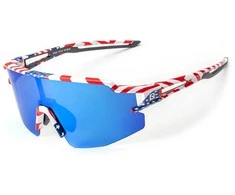 Rockbros Polarized dviratininko akiniai su UV apsauga ir Corrective Insert Mėlyna Lenses – USA Pattern – baltos spalvos