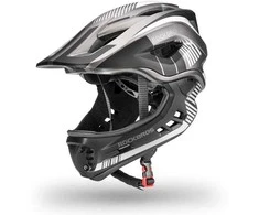 Rockbros TT-32SBTG-S children’s bicycle helmet with removable chinbar, dydis S – pilkos spalvos