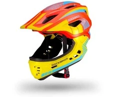 Rockbros TT-32SOYB-M children’s bicycle helmet with detachable chinbar, dydis M – yellow-oranžinis
