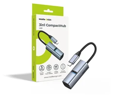 Šakotuvas Cables Mobile Origin 3in1 CompactHub HB1 – USB-A, USB-C, HDMI, USB-C Cable
